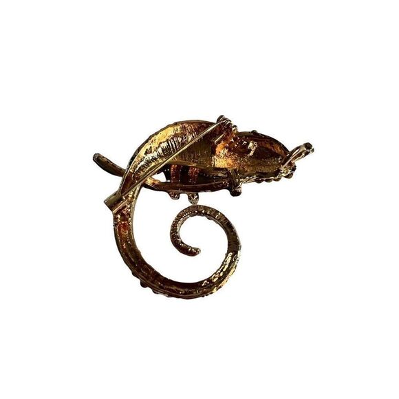 Happy Little Colorful Chameleon Pin/Brooch Sitting on a Branch. Multi. Size 2x2" - Picture 5 of 5